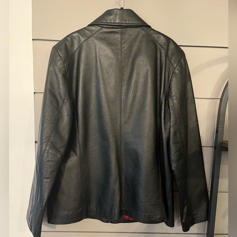 Vintage Worthington black leather zip up coat with pockets size XL - Picture 3 of 6
